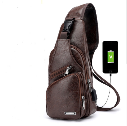 Men's Crossbody Bags Men's USB Chest Bag Designer Messenger bag Leather Shoulder Bags