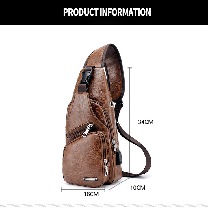 Men's Crossbody Bags Men's USB Chest Bag Designer Messenger bag Leather Shoulder Bags