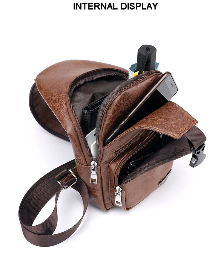 Men's Crossbody Bags Men's USB Chest Bag Designer Messenger bag Leather Shoulder Bags