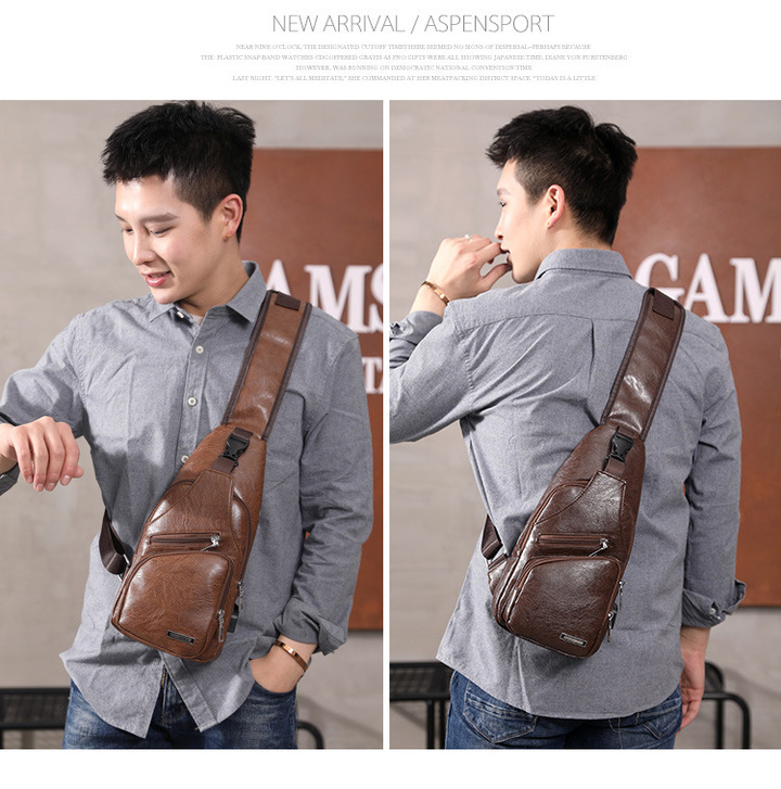 Men's Crossbody Bags Men's USB Chest Bag Designer Messenger bag Leather Shoulder Bags