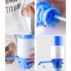 Hand-Press Portable Water Bottle Dispenser Manual Pump WHITE/BLUE