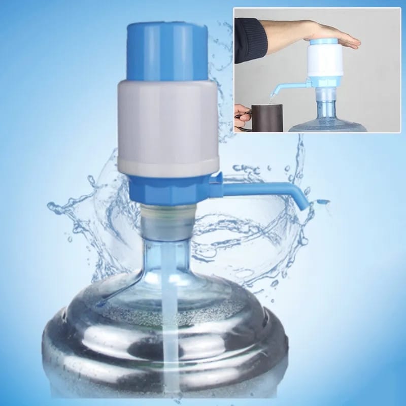 Hand-Press Portable Water Bottle Dispenser Manual Pump WHITE/BLUE