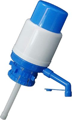 Hand-Press Portable Water Bottle Dispenser Manual Pump WHITE/BLUE
