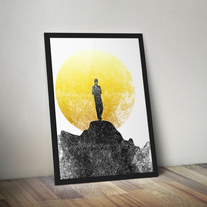 Mountain Landscape Wall Art Decor for Living Room, Dining room, Nursery Wall Decoration / Toddler Wall Mountain / Watercolor Art Landscape Yellow Inspirational Wall Poster  - Home and Office Elegance