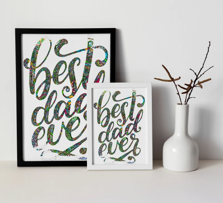 Father's day Art Gift Artwork for Living Room, Dining room, Nursery Wall Decoration | Best Dad Ever Calligtaphy Quote Wall Art Poster  - Home and Office Elegance Bedroom Decor Gift for Him Dad Gift