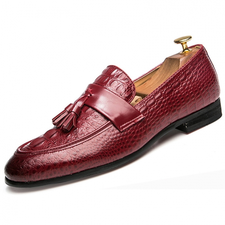 Fashion Tassel Men Business Shoes Pointed Leather Dress Formal Office Oxford Casual Slip-on Moccasin