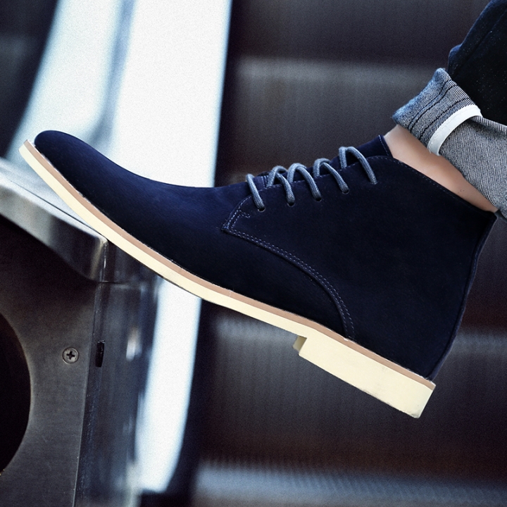 Men Fashion Boots Pointed Leather Lace-up Business Formal Oxford Office Casual Flat British Work