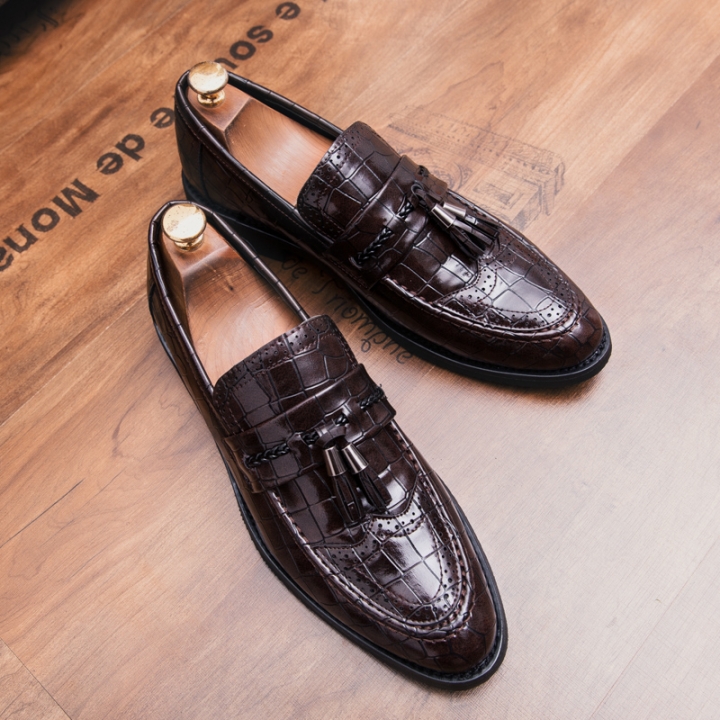 Classic Tassel Men Business Dress Shoes Soft Leisure Pointed Leather Formal Office Oxford Slip-on