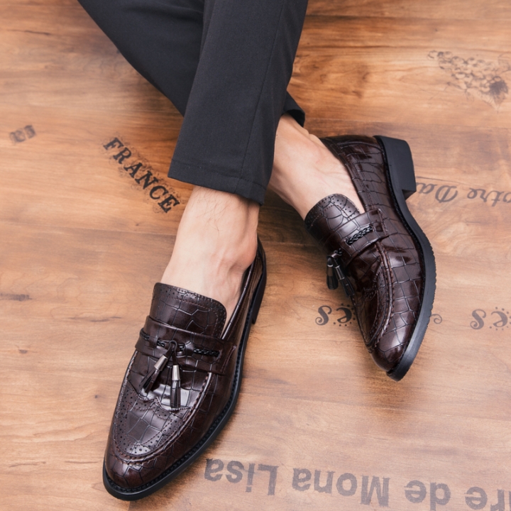 Classic Tassel Men Business Dress Shoes Soft Leisure Pointed Leather Formal Office Oxford Slip-on