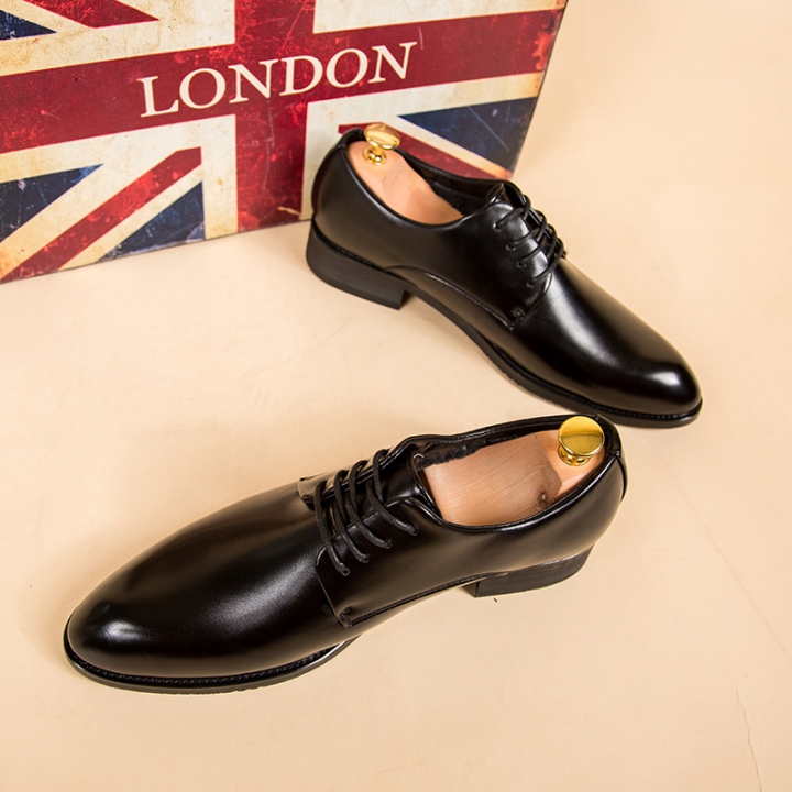 Men Pointed Leather Business Shoes Soft Leisure Formal Offical Shoes Oxford Lace-up British Flat Moccasins