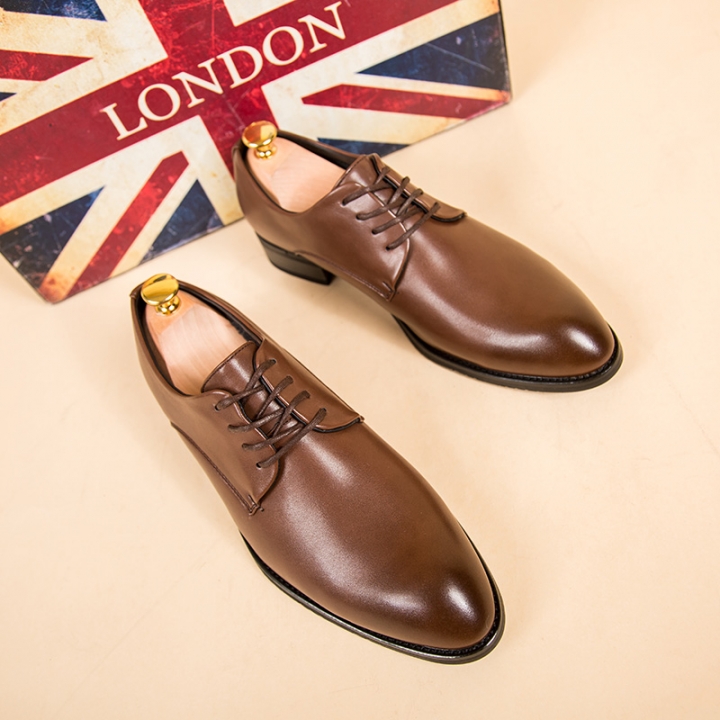 Men Pointed Leather Business Shoes Soft Leisure Formal Offical Shoes Oxford Lace-up British Flat Moccasins