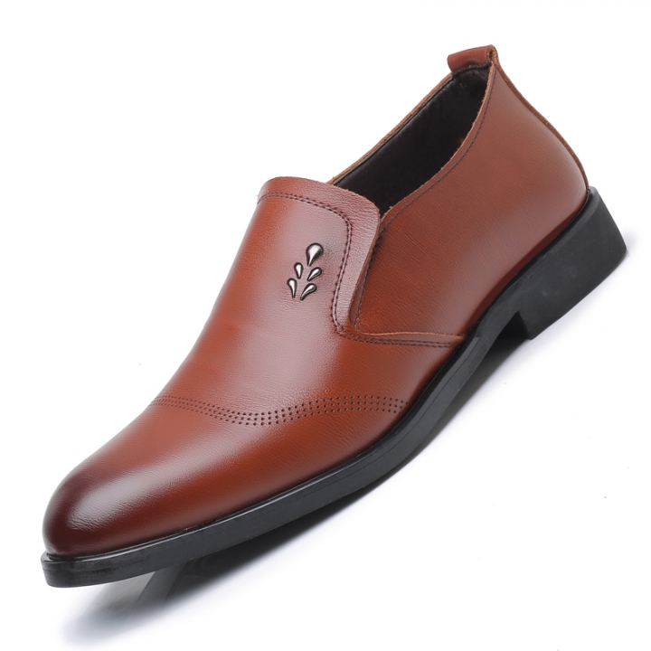 Men Leather Dress Formal Shoes Pointed Leisure Business Oxford Slip-on Casual Soft Flats Moccasins