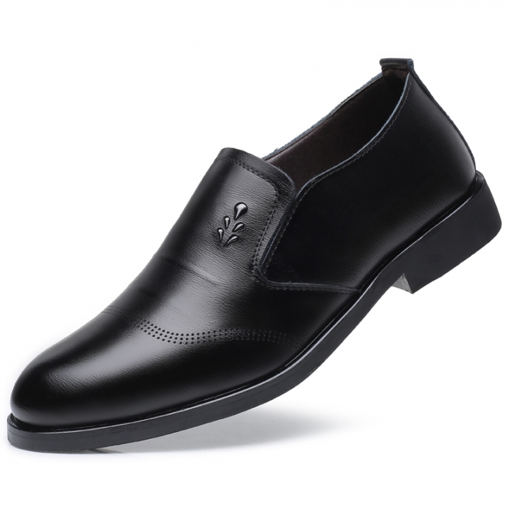 Men Leather Dress Formal Shoes Pointed Leisure Business Oxford Slip-on Casual Soft Flats Moccasins