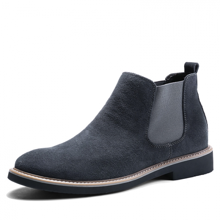 Fashion Men Chelsea Boots Pointed Leather Formal Business Shoes Slip-on Martin Ankle Boots Oxford