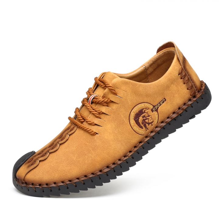 Men Leather Casual Loafers Driving Doug Shoes Dress Formal Business Oxford Lace-up Classic Leisure