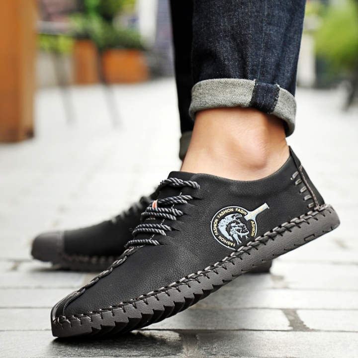 Men Leather Casual Loafers Driving Doug Shoes Dress Formal Business Oxford Lace-up Classic Leisure