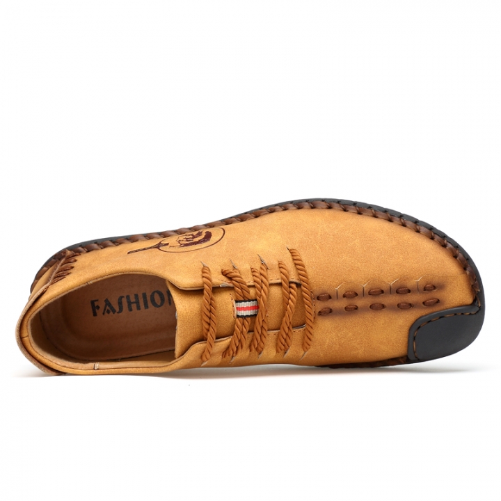 Men Leather Casual Loafers Driving Doug Shoes Dress Formal Business Oxford Lace-up Classic Leisure
