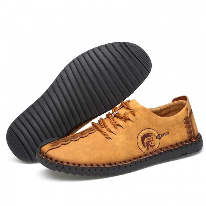 Men Leather Casual Loafers Driving Doug Shoes Dress Formal Business Oxford Lace-up Classic Leisure