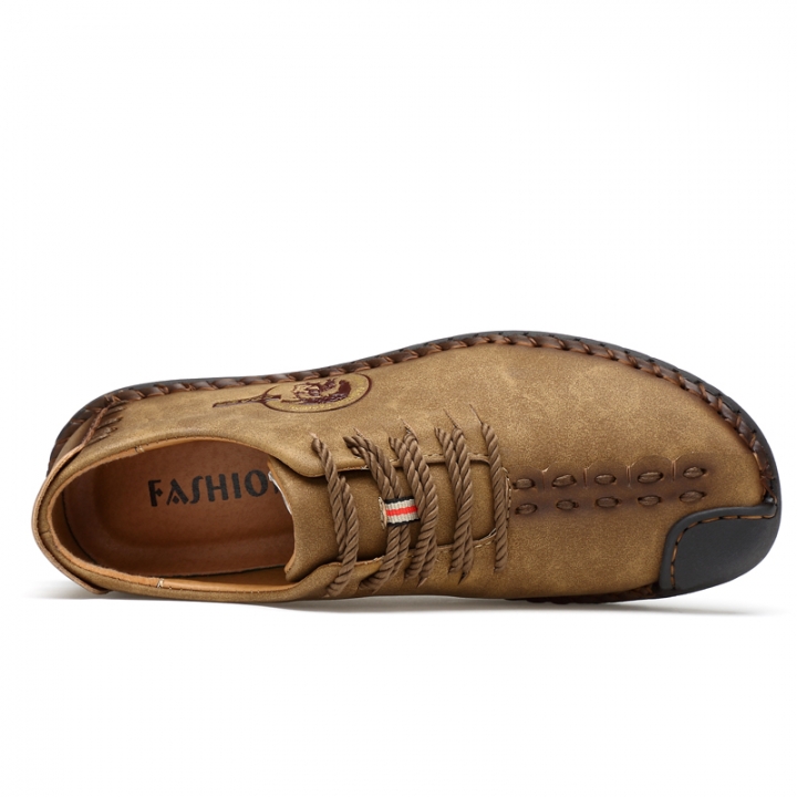Men Leather Casual Loafers Driving Doug Shoes Dress Formal Business Oxford Lace-up Classic Leisure