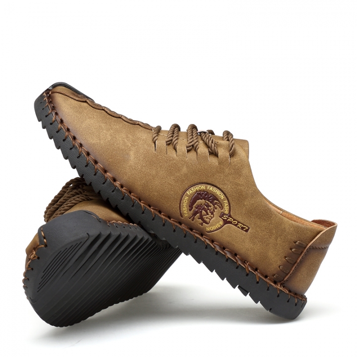 Men Leather Casual Loafers Driving Doug Shoes Dress Formal Business Oxford Lace-up Classic Leisure