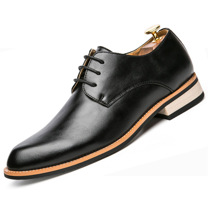 Lace-up Pointed Leather Business Shoes Men Soft Leisure Formal Office Oxford Casual Classic Flat