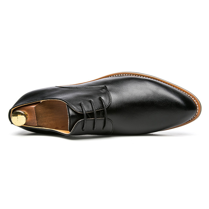 Lace-up Pointed Leather Business Shoes Men Soft Leisure Formal Office Oxford Casual Classic Flat