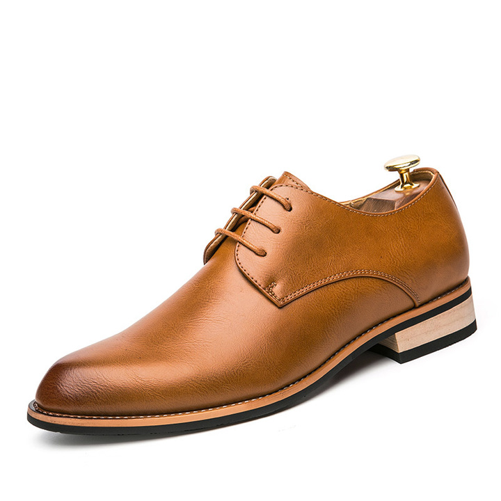 Lace-up Pointed Leather Business Shoes Men Soft Leisure Formal Office Oxford Casual Classic Flat