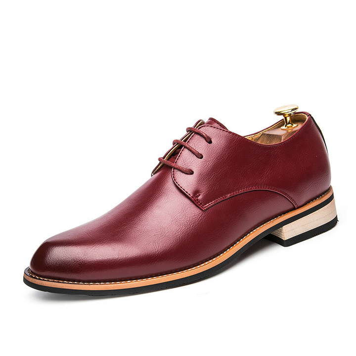 Lace-up Pointed Leather Business Shoes Men Soft Leisure Formal Office Oxford Casual Classic Flat