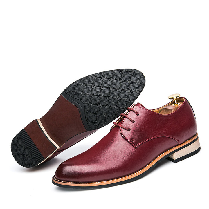 Lace-up Pointed Leather Business Shoes Men Soft Leisure Formal Office Oxford Casual Classic Flat