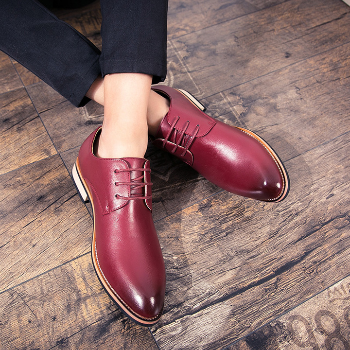 Lace-up Pointed Leather Business Shoes Men Soft Leisure Formal Office Oxford Casual Classic Flat