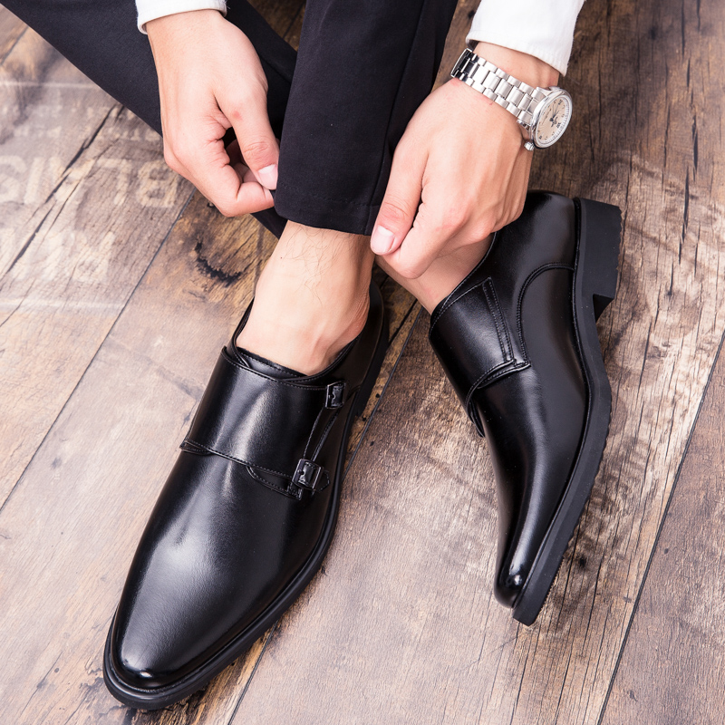 Pointed Leathe Formal Shoes Men Soft Leisure Business Shoes Slip-on Dress Office Oxford Moccasins