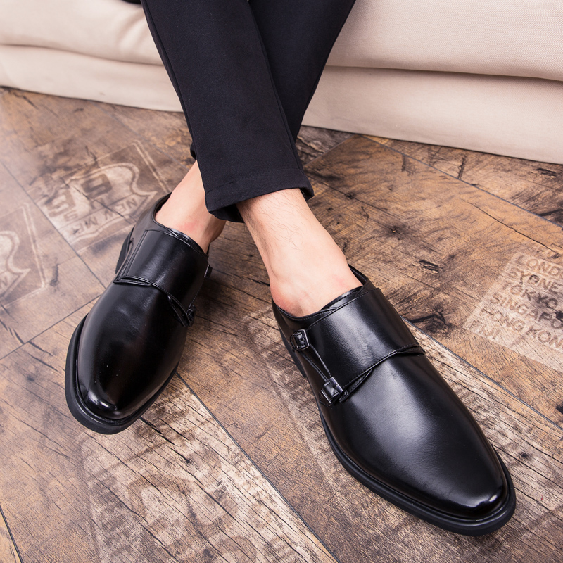 Pointed Leathe Formal Shoes Men Soft Leisure Business Shoes Slip-on Dress Office Oxford Moccasins