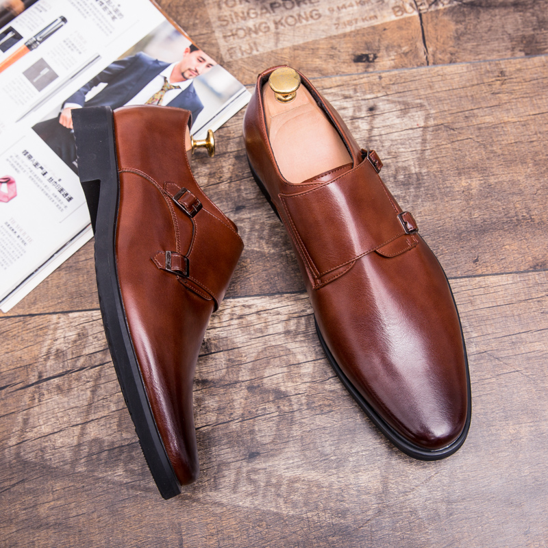 Pointed Leathe Formal Shoes Men Soft Leisure Business Shoes Slip-on Dress Office Oxford Moccasins