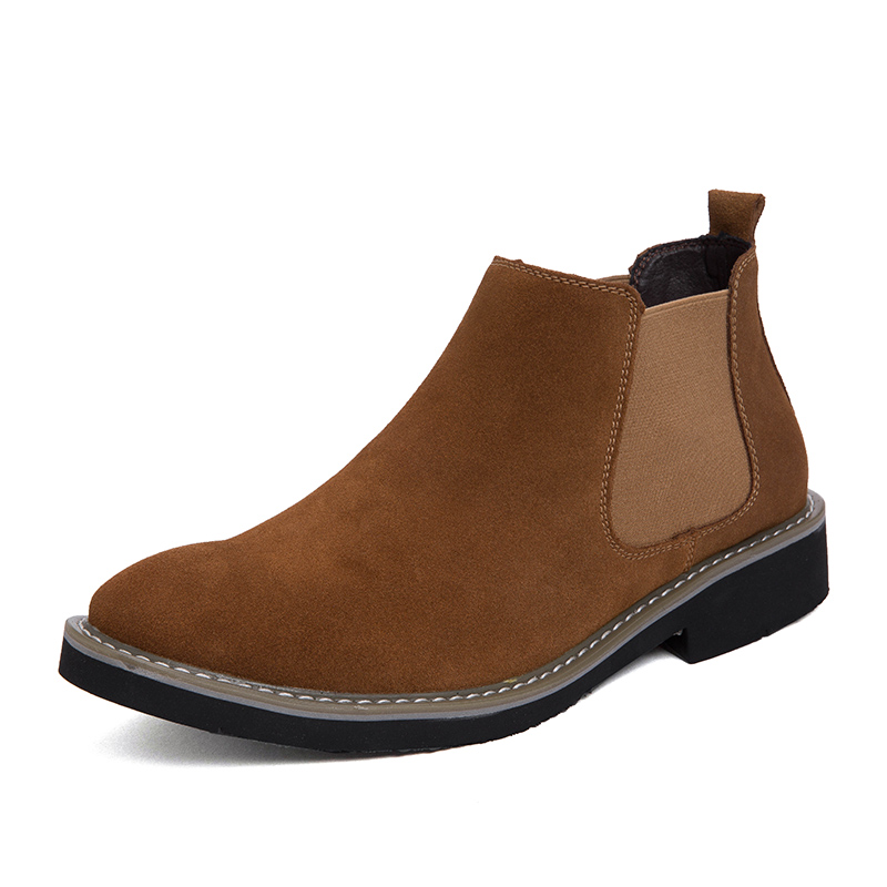 Fashion Men Chelsea Boots Pointed Leather Formal Business Shoes Slip-on Martin Ankle Boots Oxford