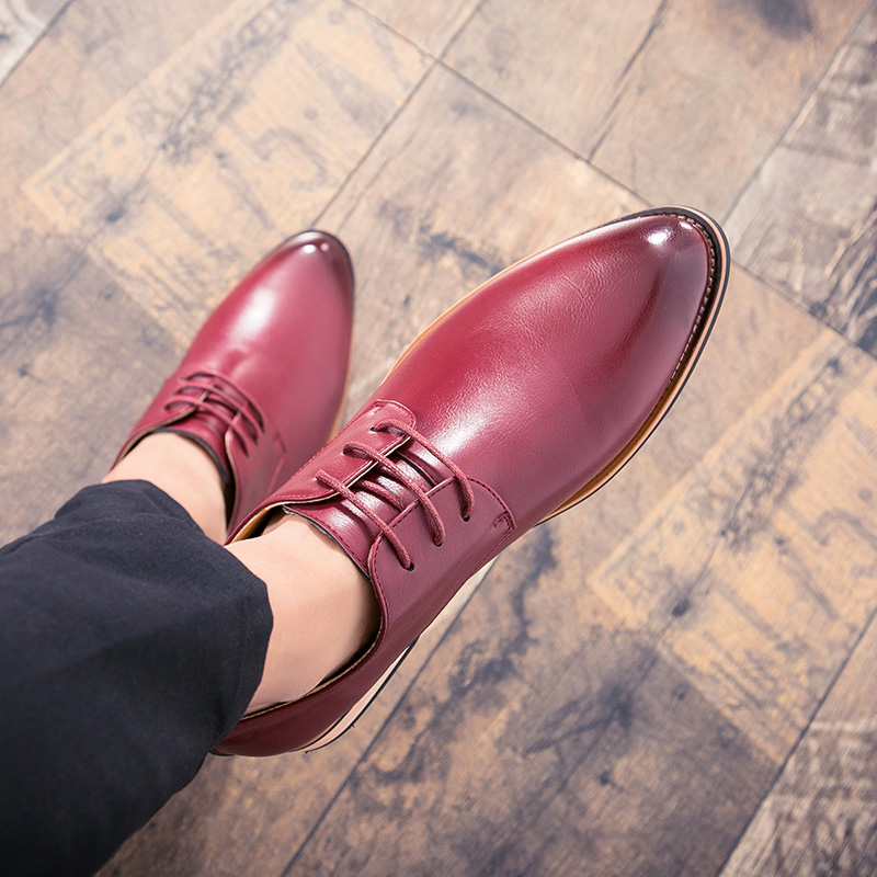 Lace-up Pointed Leather Business Shoes Men Soft Leisure Formal Office Oxford Casual Classic Flat