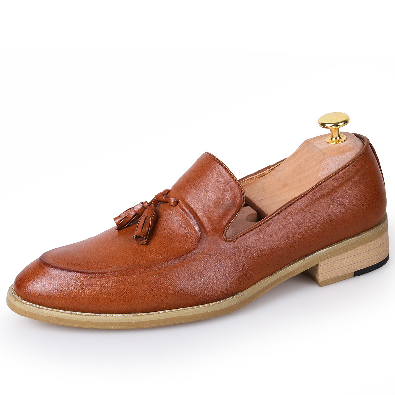 Fashion British Pointed Leather Business Shoes Men Soft Leisure Dress Formal Office Oxford Moccasins