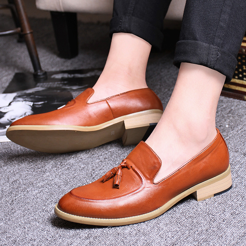 Fashion British Pointed Leather Business Shoes Men Soft Leisure Dress Formal Office Oxford Moccasins