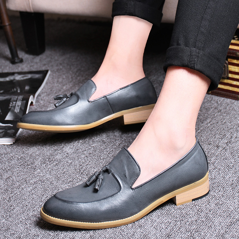 Fashion British Pointed Leather Business Shoes Men Soft Leisure Dress Formal Office Oxford Moccasins
