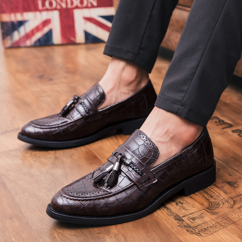 Classic Tassel Men Business Dress Shoes Soft Leisure Pointed Leather Formal Office Oxford Slip-on