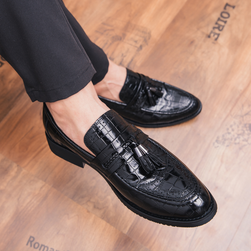 Classic Tassel Men Business Dress Shoes Soft Leisure Pointed Leather Formal Office Oxford Slip-on