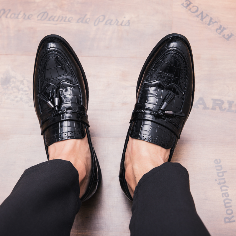 Classic Tassel Men Business Dress Shoes Soft Leisure Pointed Leather Formal Office Oxford Slip-on