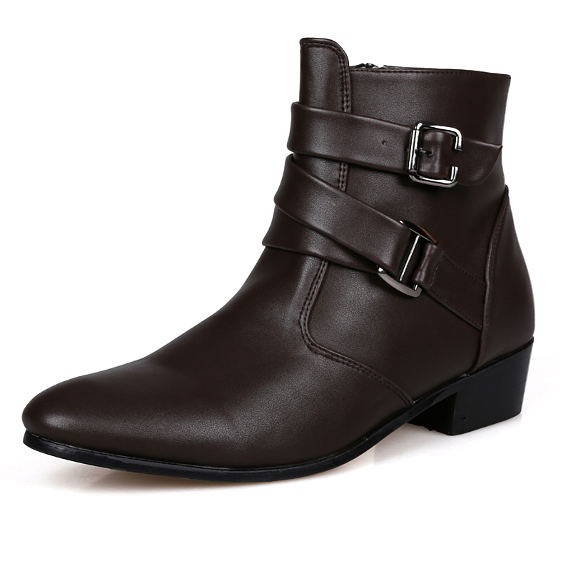 39-47 Men Boots Pointed Leather Business Shoes Soft Leisure Ankle Martin Chelsea Boots Moccasin Flat