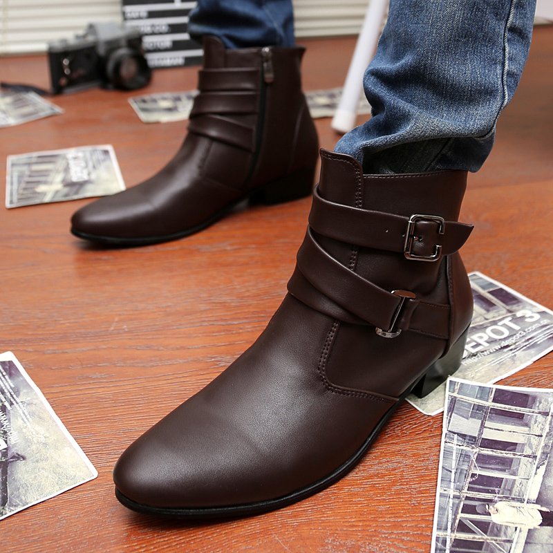 39-47 Men Boots Pointed Leather Business Shoes Soft Leisure Ankle Martin Chelsea Boots Moccasin Flat