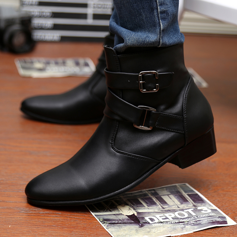 39-47 Men Boots Pointed Leather Business Shoes Soft Leisure Ankle Martin Chelsea Boots Moccasin Flat