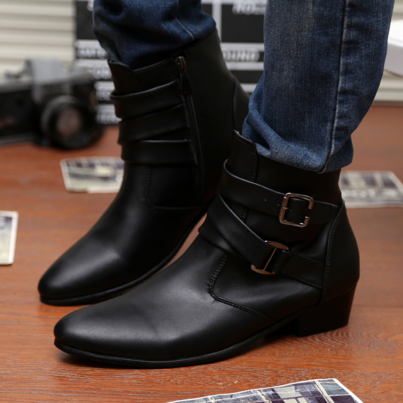39-47 Men Boots Pointed Leather Business Shoes Soft Leisure Ankle Martin Chelsea Boots Moccasin Flat