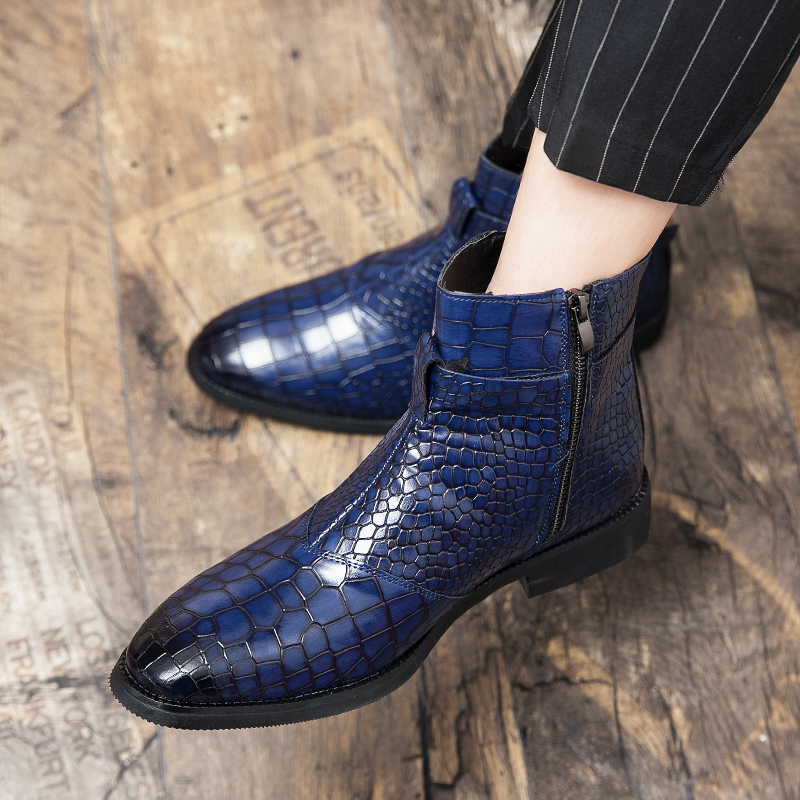 38-48 Men PU Leather Boots Pointed Formal Business Shoes Soft Ankle Martin Chelsea Boots