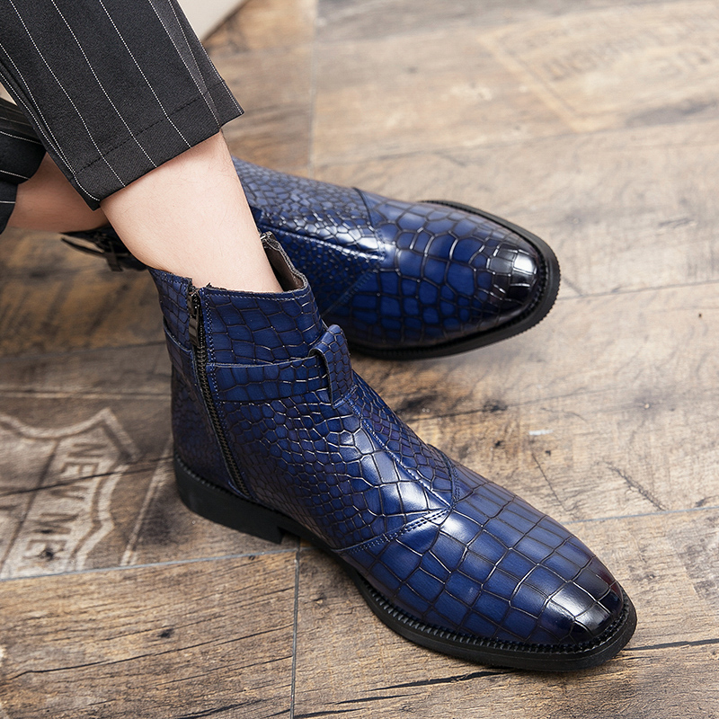 38-48 Men PU Leather Boots Pointed Formal Business Shoes Soft Ankle Martin Chelsea Boots