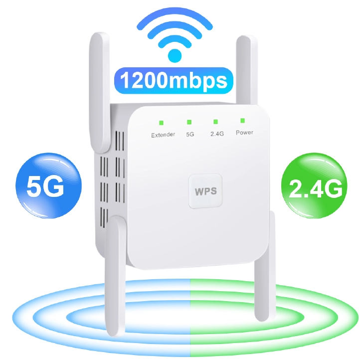 5G/2.4G WiFi Repeater Wifi Amplifier Signal Wifi Extender Network Wi fi Booster 1200M/300Mbps  Long Range Wireless Wi-fi Repeater