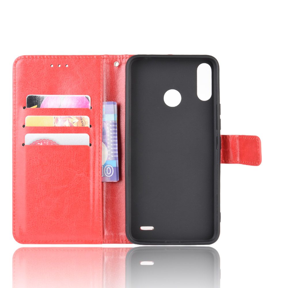 Infinix Hot 7/X624B Case, PU Leather Wallet Case Cover [Stand Feature] with Wrist Strap