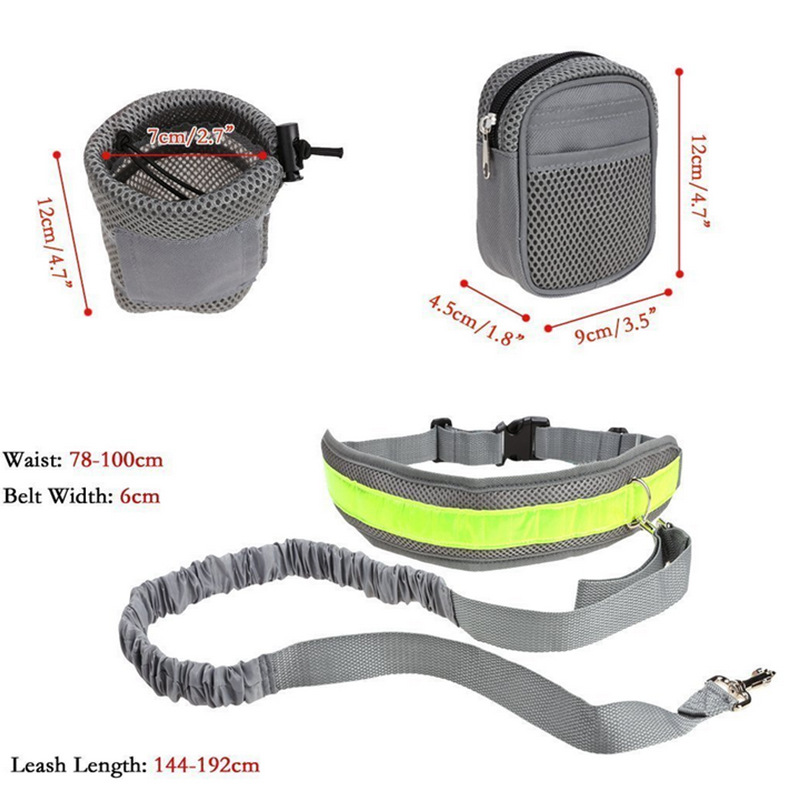 Elastic Belt Running Dog Leash Chain Lead Sports Pet Collar Rope Handsfree Dog Traction Rope Set